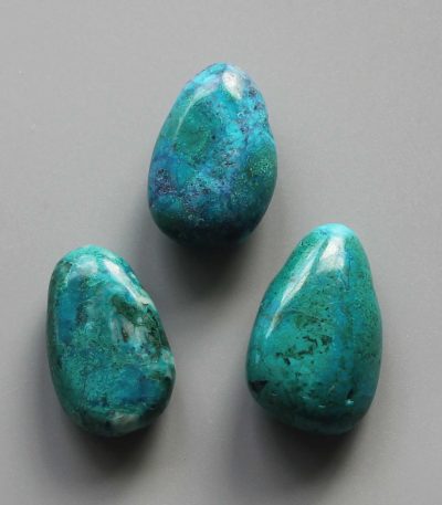Chrysocolla Hand Peru Tumble Pendant With Cross Hole 2.5mm 0.8-1.2 inch (2.2-3cm) A+/AA