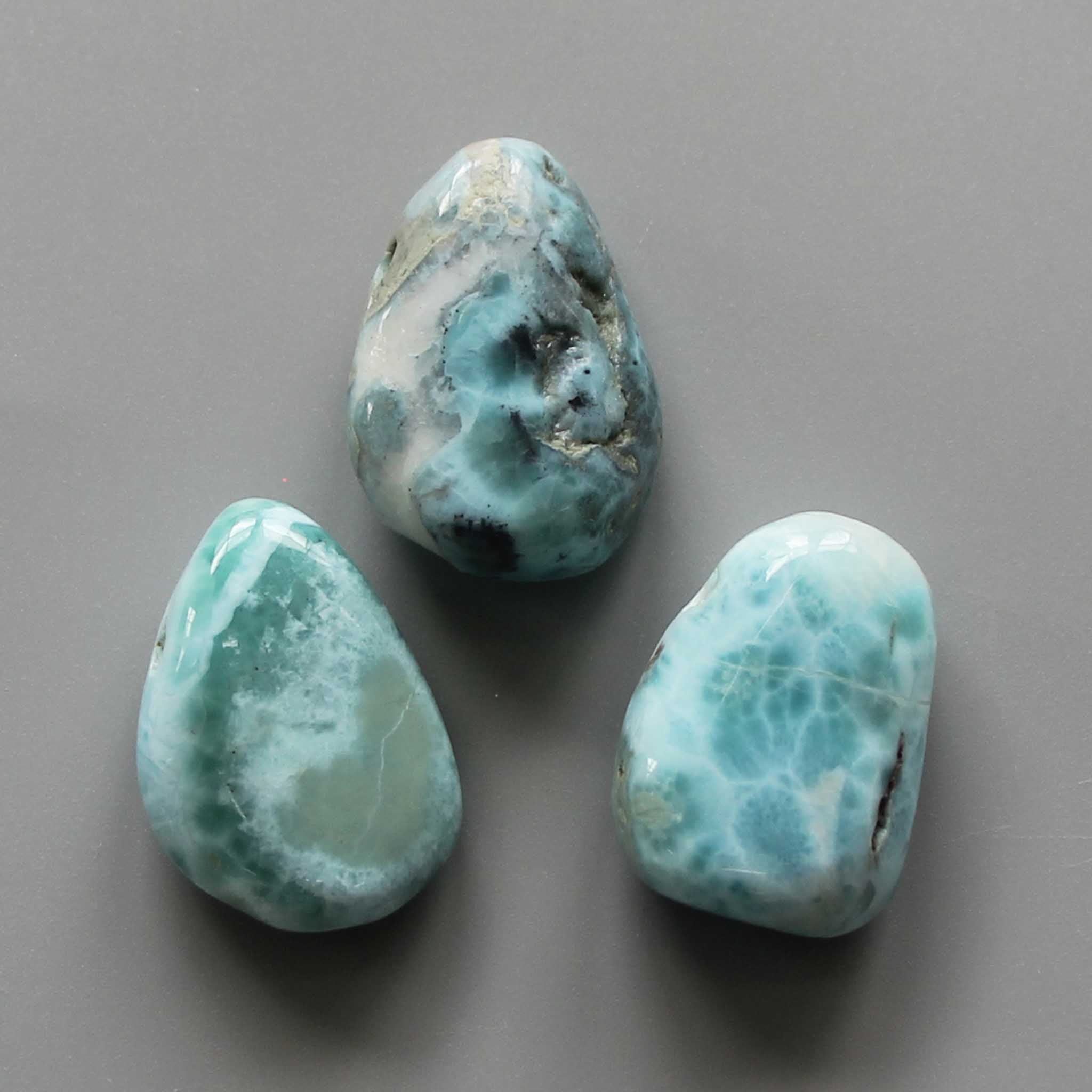73e3a93f93a0a7c08140c4aa422a2941-1 Larimar Tumble Pendant With Cross Hole 2.5mm 0.8-1.2 inch (2.2-3cm) A+/AA