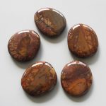 Dark Yellow Lined Jasper Smooth Stone 1.6 inch (0.8-1 x 3.5-4.5cm) A