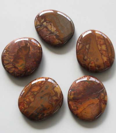 Dark Yellow Lined Jasper Smooth Stone 1.6 inch (0.8-1 x 3.5-4.5cm) A