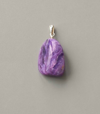 Charoite Free Form Tumble Pendant With Silver 18-25mm A+/AA