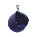 Blue Sandstone Straight Faceted Pendant With Silver 25-30mm A