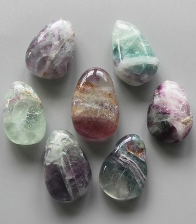 Rainbow Fluorite Tumble Pendant With Cross Hole 2.5mm 0.8-1.2 inch (2.2-3cm) A/B