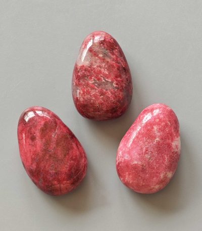 Thulite Tumble Pendant With Cross Hole 2.5mm 0.8-1.2 inch (2.2-3cm) A+/AA