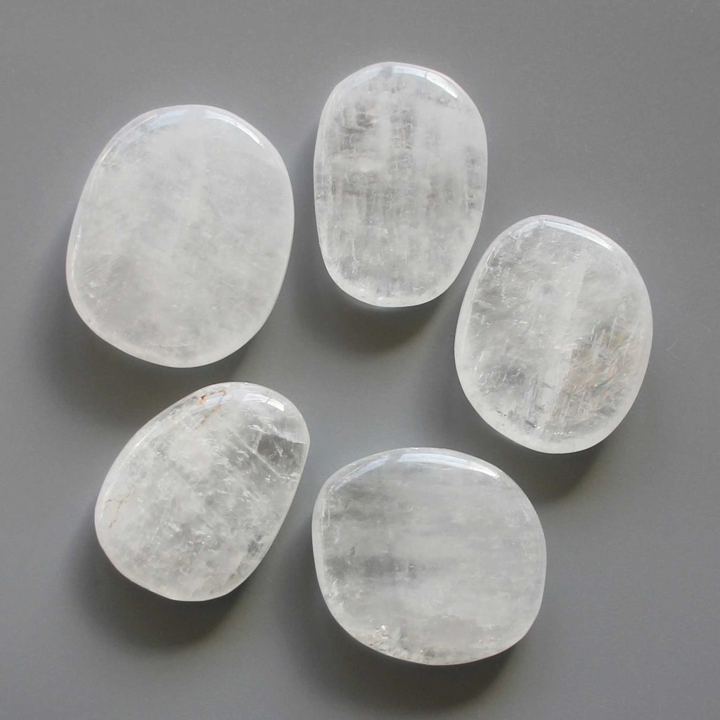 White Calcite Smooth Stone 1.6 inch (0.8-1 x 3.5-4.5cm) A/B
