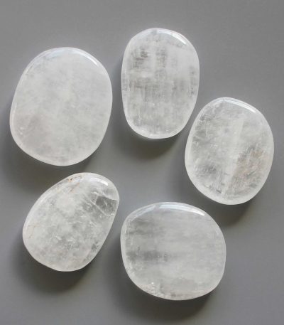 White Calcite Smooth Stone 1.6 inch (0.8-1 x 3.5-4.5cm) A/B