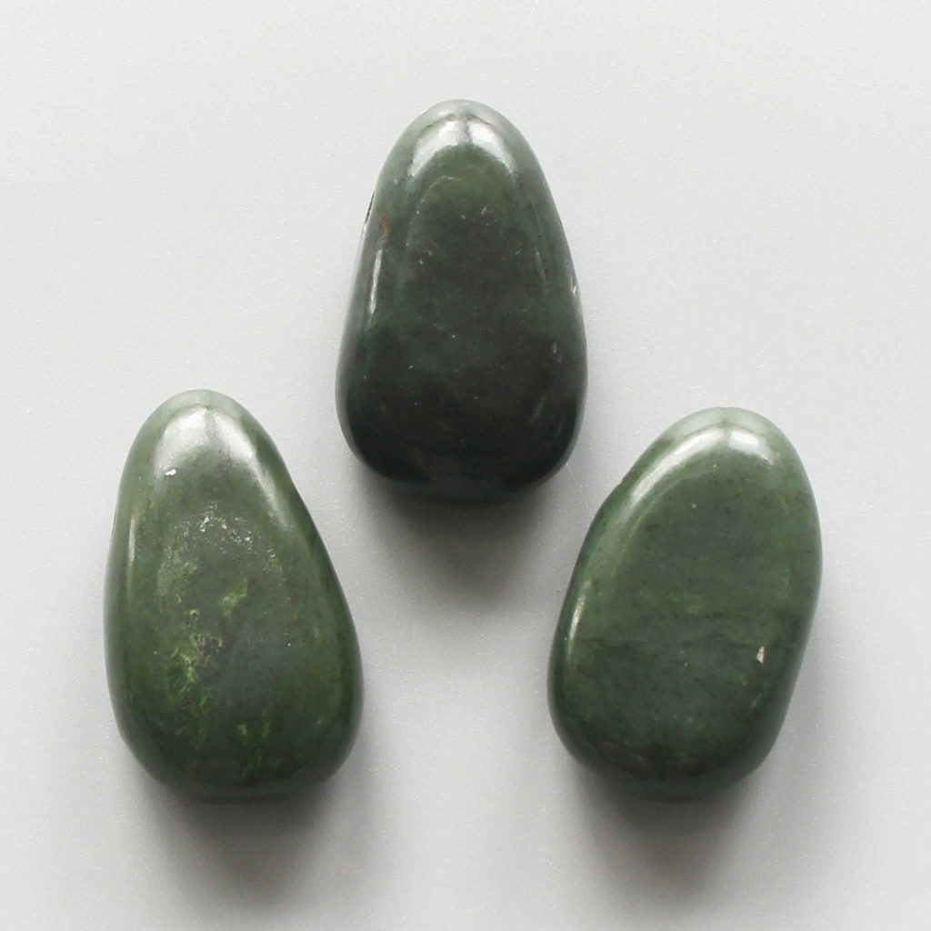 Hard Nephrite Jade Tumble Pendant With Cross Hole 2.5mm 0.8-1.2 inch (2.2-3cm) A