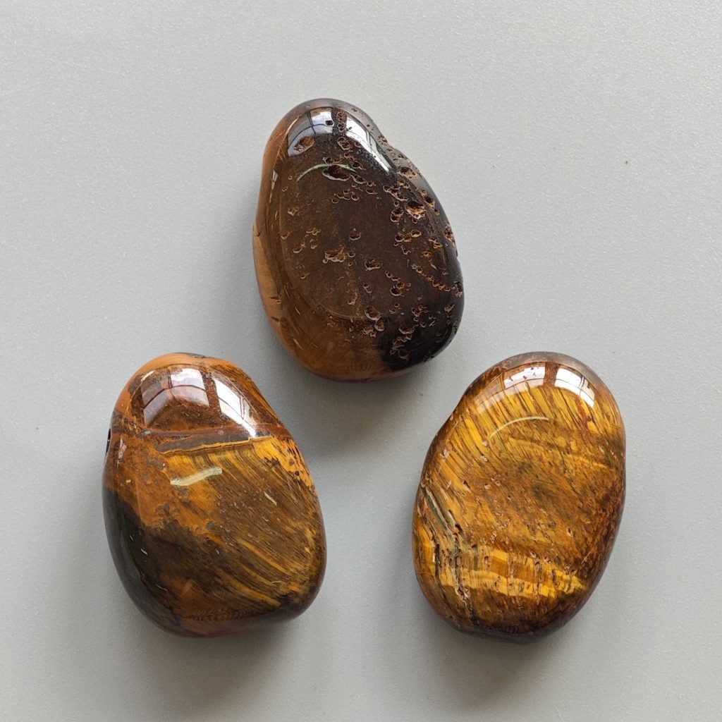Golden Tiger Eye Tumble Pendant With Cross Hole 2.5mm 0.8-1.2 inch (2.2-3cm) A/B