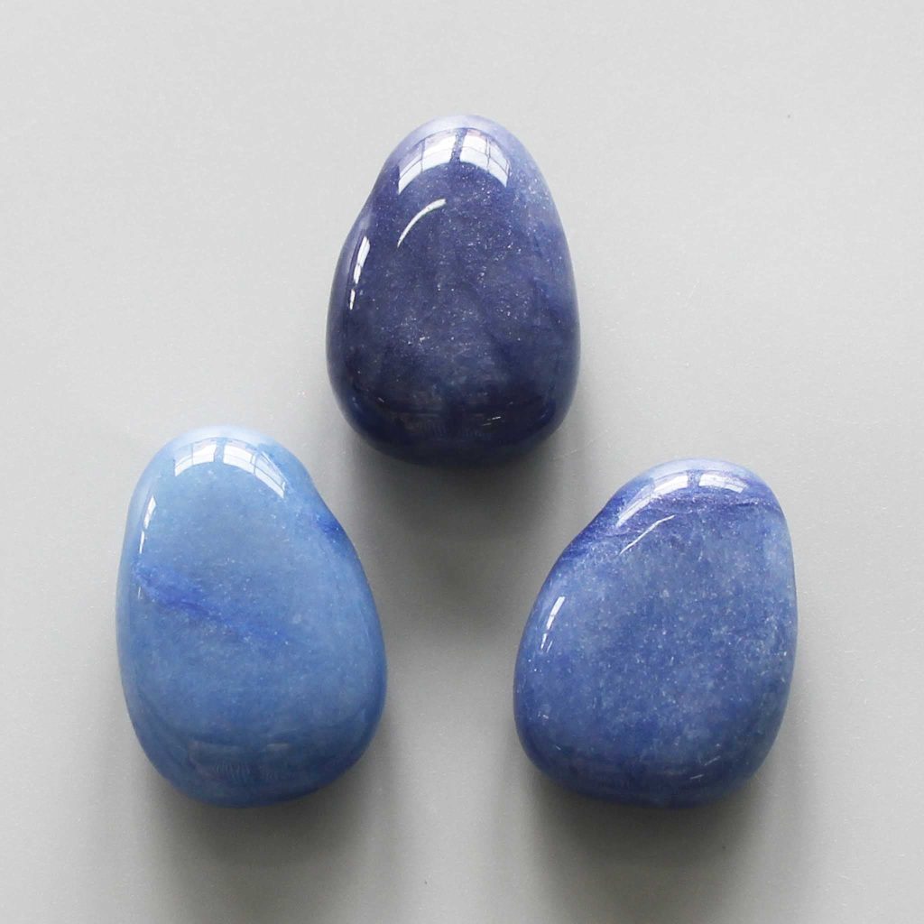 Blue Quartz Tumble Pendant With Cross Hole 2.5mm 0.8-1.2 inch (2.2-3cm) A+/AA