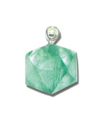 Green Fluorite FLD pendant with silver 18mm A/A+