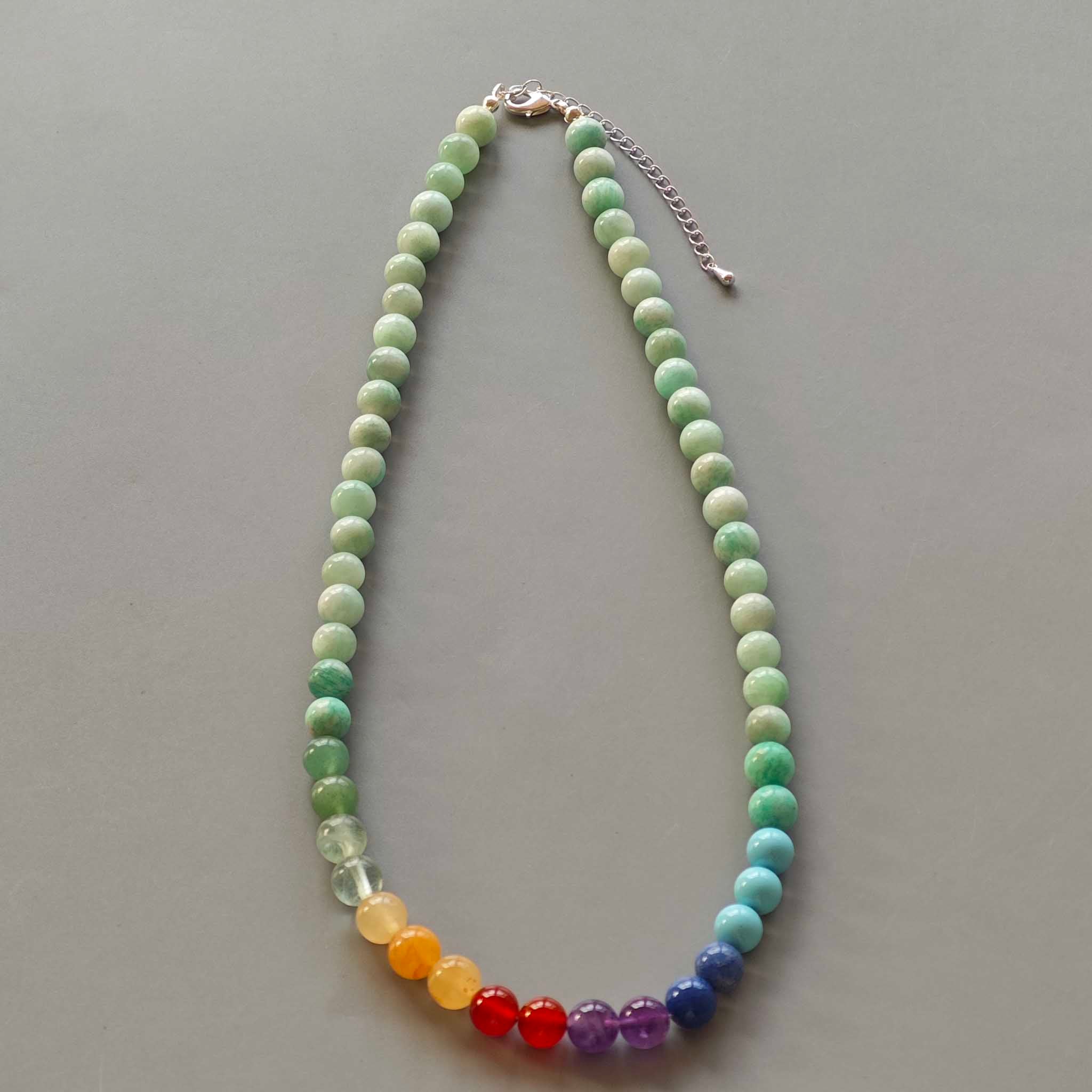 8247d7d9f6595f1585d637351d475142 Amazonite Brasil Round Necklace with Chakra Bead & Metal Clasp 8mm A
