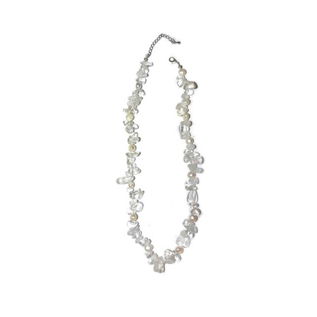 Crystal Chip & Pearl Necklace 3# 5/8mm,16" A