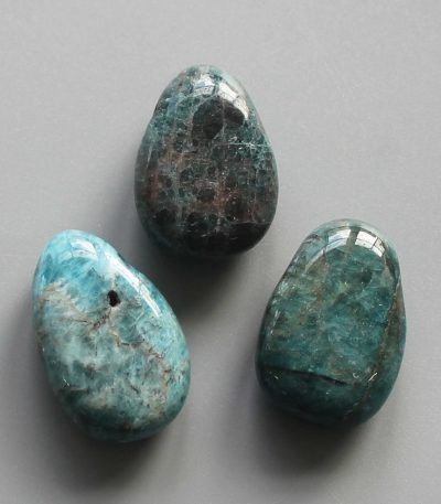 Blue Apatite Tumble Pendant With Cross Hole 2.5mm 0.8-1.2 inch (2.2-3cm) A/B