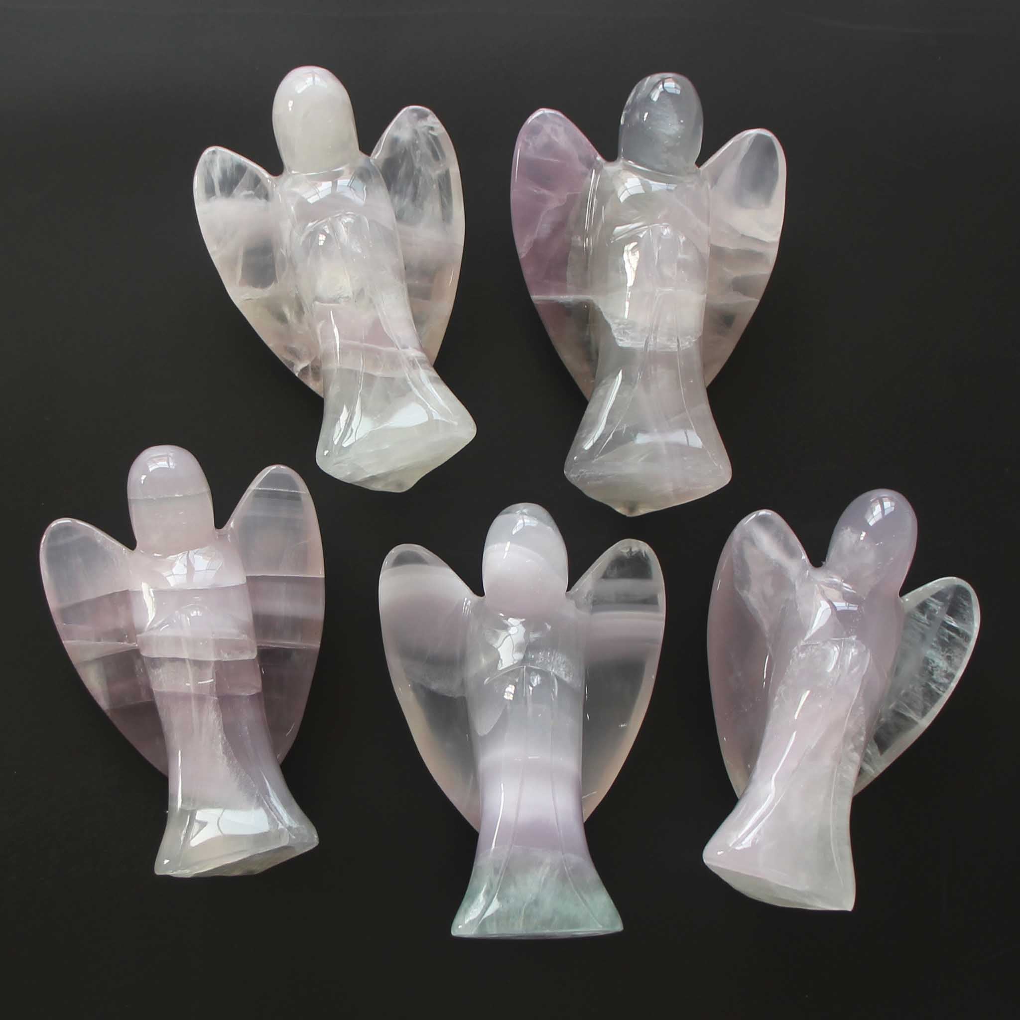 870a31e7514533d9c468856738c03481 Pink Fluorite Simple Angel 4 inch (10cm) A/A+