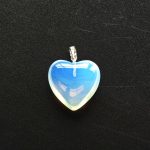 Opalite Heart Pendant With Silver 6x20x20mm A/A+
