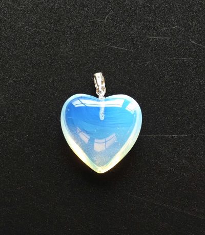 Opalite Heart Pendant With Silver 6x20x20mm A/A+