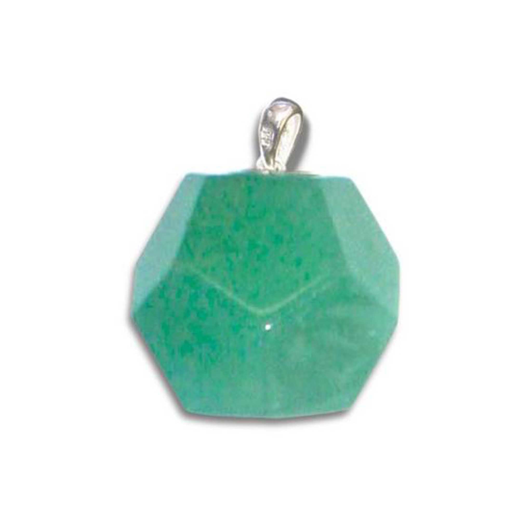 8946ada9c650868a7346aa8f294f8a67-1 Green Aventurine Polyhedron Pendant With Silver 18mm A
