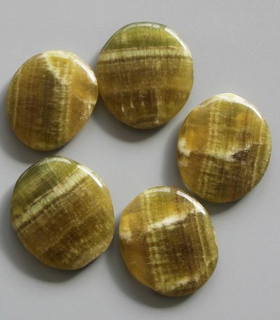 Green With Stripe Fluorite Smooth Stone 1.6 inch (0.8-1 x 3.5-4.5cm) A