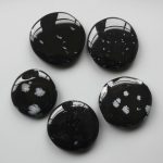 Snowflakes Obsidian Smooth Stone 1.6 inch (0.8-1 x 3.5-4.5cm) A/B