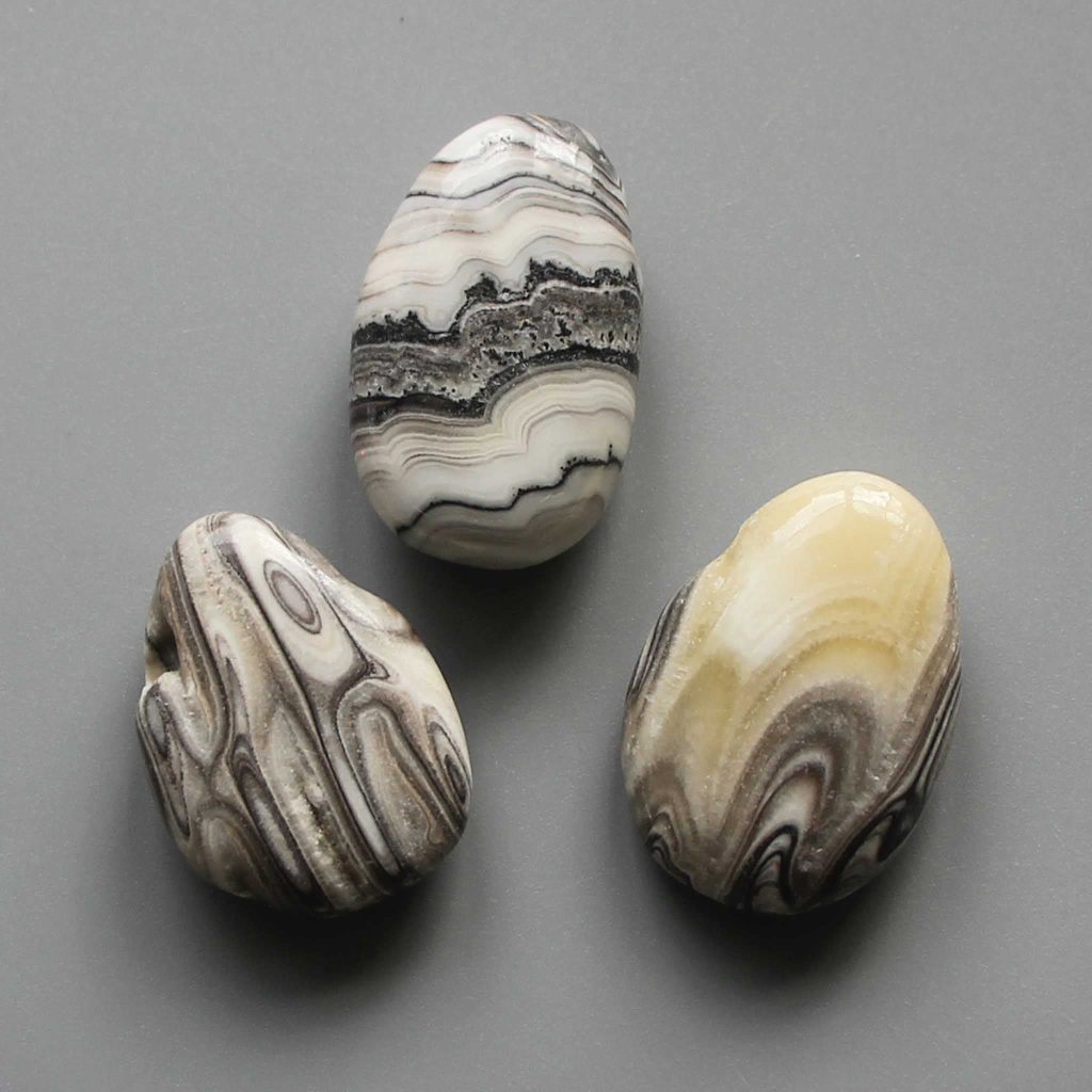 Banded Zebra Jasper Tumble Pendant With Cross Hole 2.5mm 0.8-1.2 inch (2.2-3cm) A