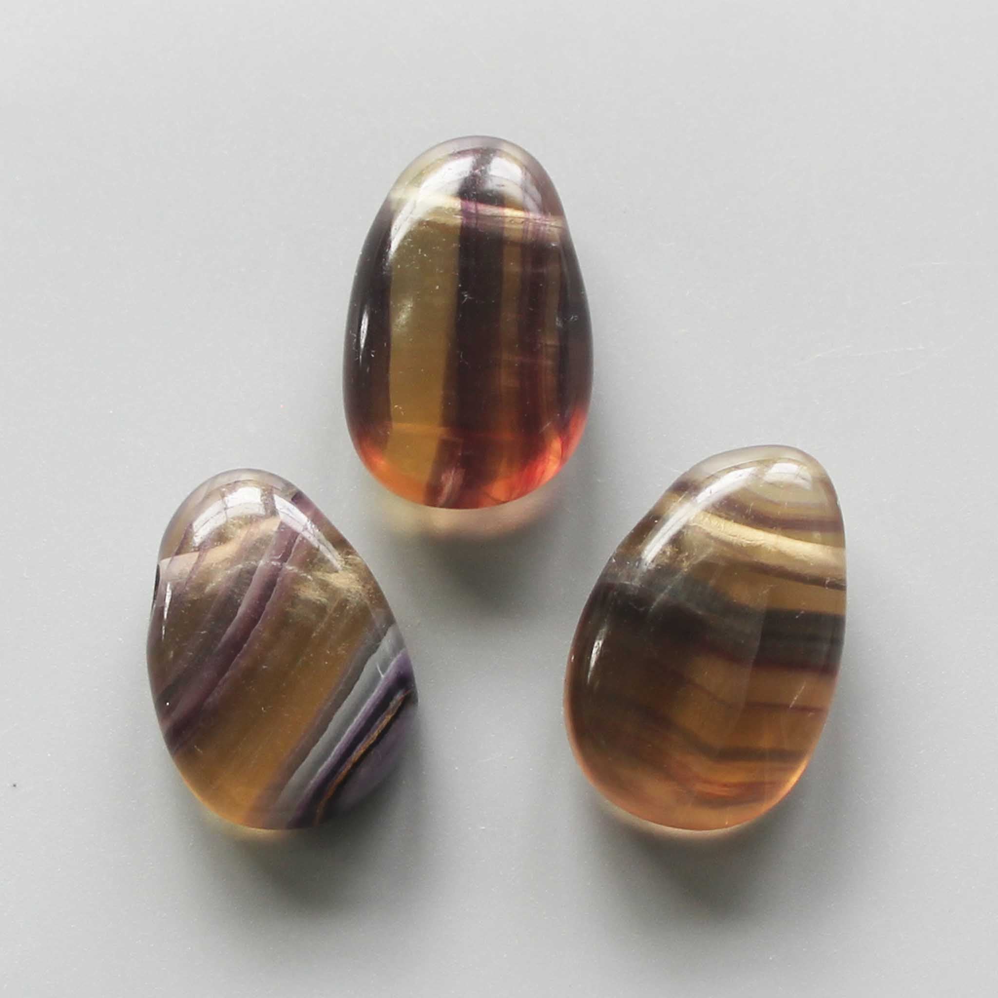 8fc7ba606ee750491aa45a206ce23411-1 Yellow With Purple Stripe Fluorite Tumble Pendant With Cross Hole 2.5mm 0.8-1.2 inch (2.2-3cm) A/A+