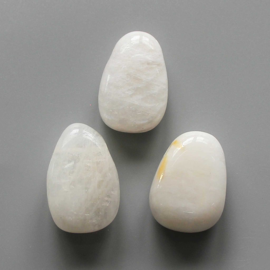 Moonstone Rainbow White Tumble Pendant With Cross Hole 2.5mm 0.8-1.2 inch (2.2-3cm) A