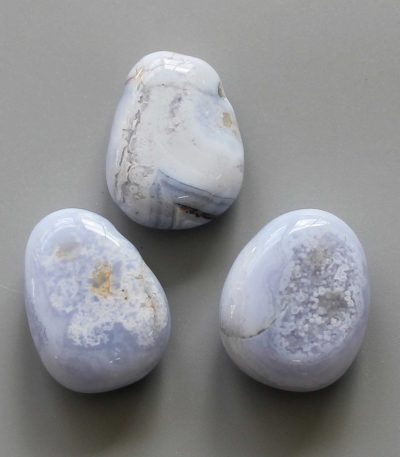 Blue Lace Agate Tumble Pendant With Cross Hole 2.5mm 0.8-1.2 inch (2.2-3cm) A/B