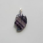 Blue Purple Rainbow Fluorite Leaf Pendant w/Silver 30mm A+/AA