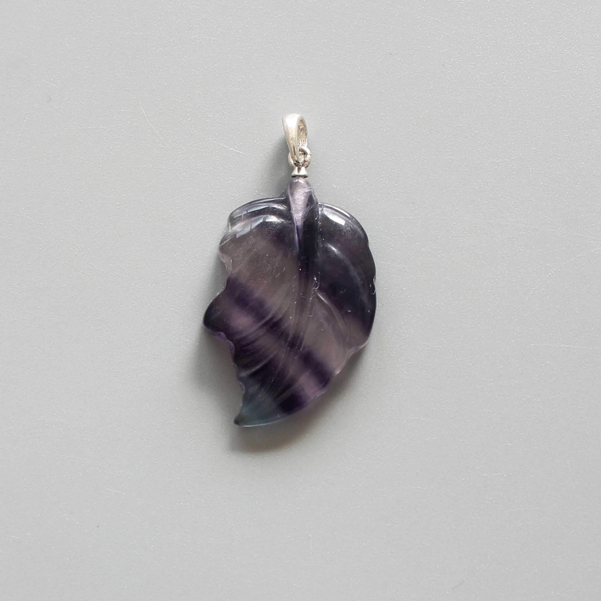 91a0ee3fc9fe91385fd9b52feb5cccc1 Blue Purple Rainbow Fluorite Leaf Pendant w/Silver 30mm A+/AA