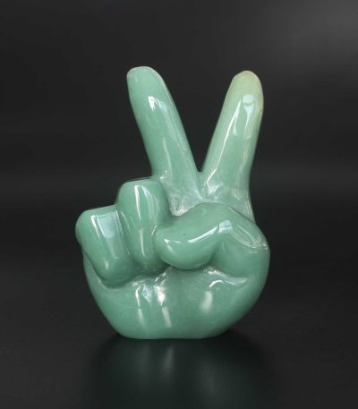 Green Aventurine Victory Sign 3.2 inch (8cm) A/A+