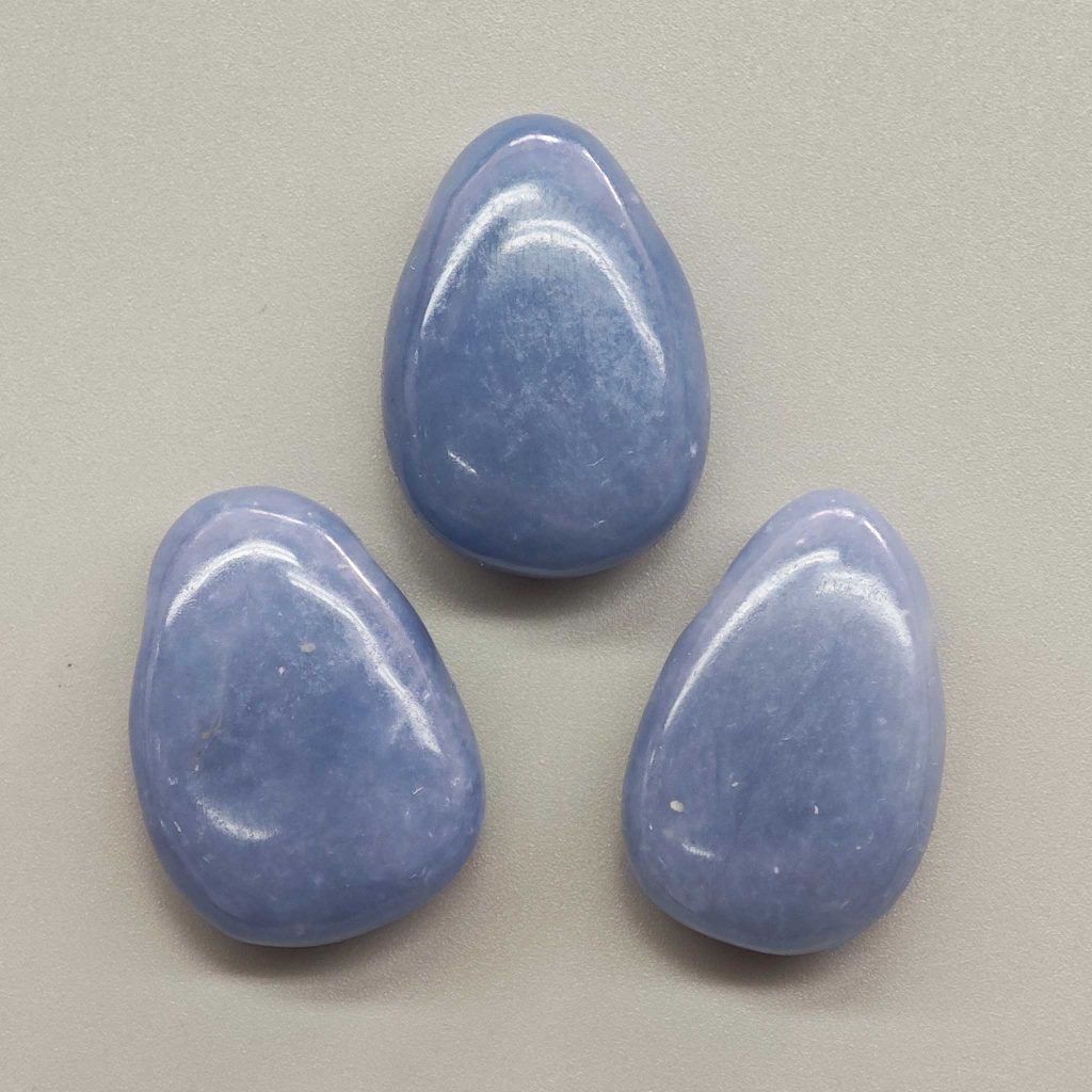 Angelite Tumble Pendant With Cross Hole 2.5mm 0.8-1.2 inch (2.2-3cm) A+/AA