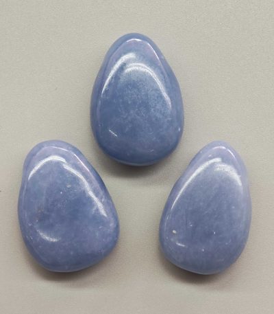 Angelite Tumble Pendant With Cross Hole 2.5mm 0.8-1.2 inch (2.2-3cm) A+/AA