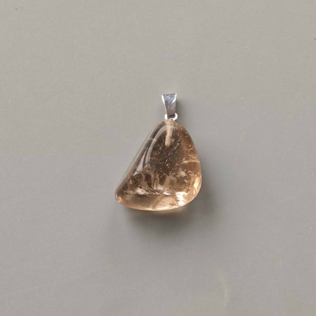 Smoky Quartz Free Form Tumble Pendant With Metal M004 18-25mm A