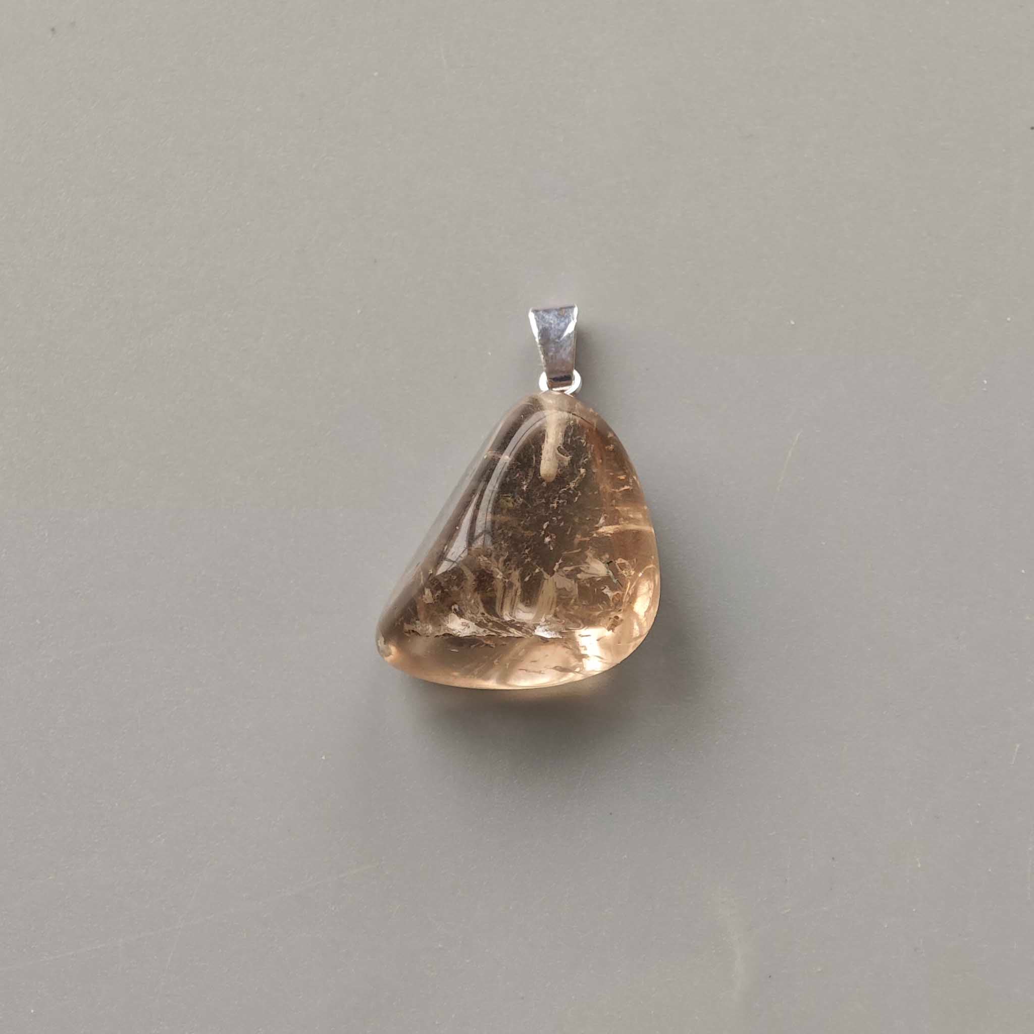 97136ad5befc7cb9788d2b13a525acd3-1 Smoky Quartz Free Form Tumble Pendant With Metal M004 18-25mm A