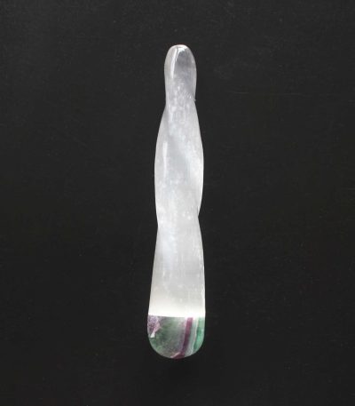 Selenite Satin Spar Twist Massage With Fluorite cab 3.9-4.7 inch (2.5 x 10-12cm) A