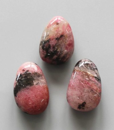 Petal Rhodonite Tumble Pendant With Cross Hole 2.5mm 0.8-1.2 inch (2.2-3cm) A