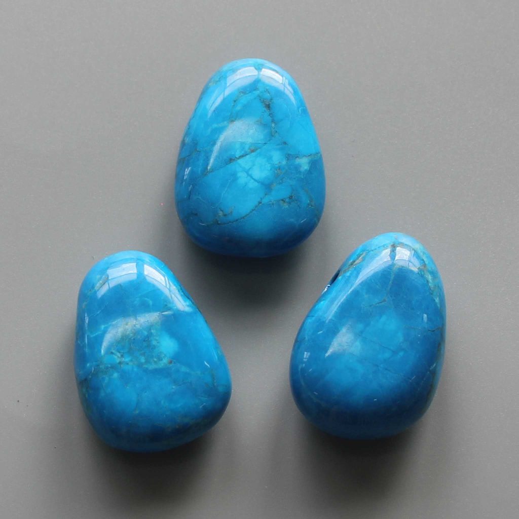 Howlite Dyed Blue Color Tumble Pendant With Cross Hole 2.5mm 0.8-1.2 inch (2.2-3cm) A