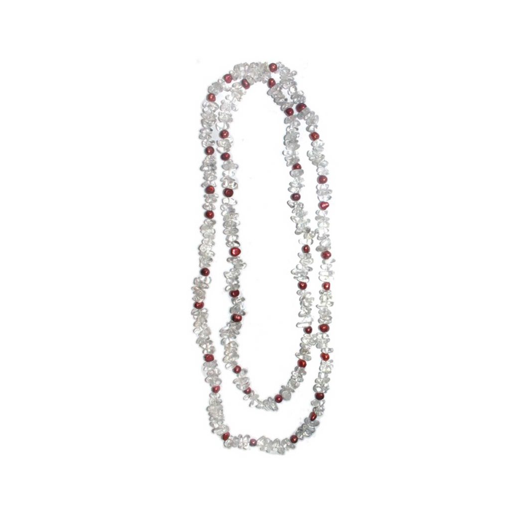 Crystal Chip & Pearl Necklace 11# 5/8mm,60" A