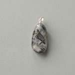 Black Rutile Quartz Free Form Tumble Pendant With Silver 18-25mm A+/AA