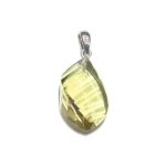 Lemon Quartz Straight Faceted Pendant With Silver 15-20mm A+