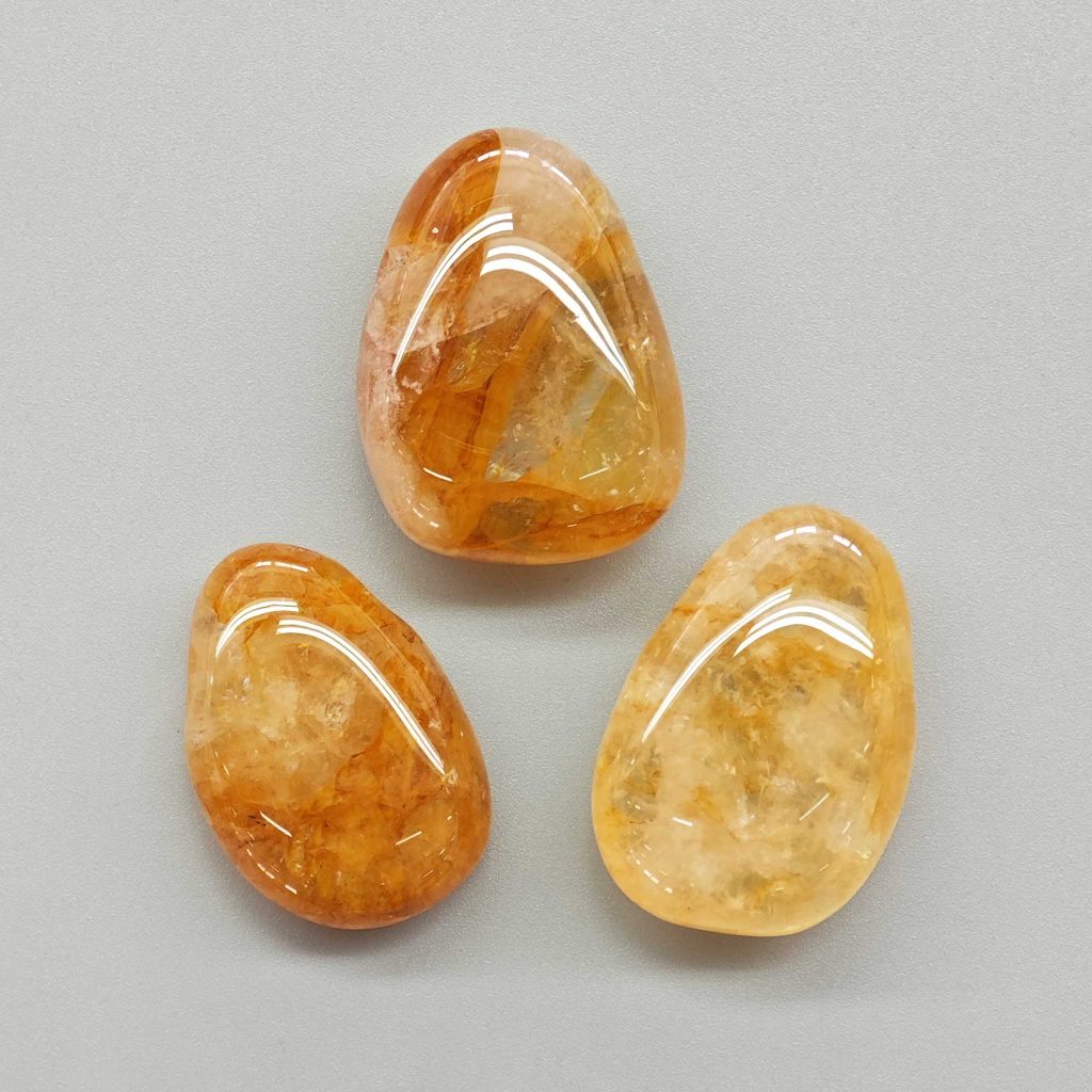 Gold Healer Quartz Tumble Pendant With Cross Hole 2.5mm 0.8-1.2 inch (2.2-3cm) A/A+