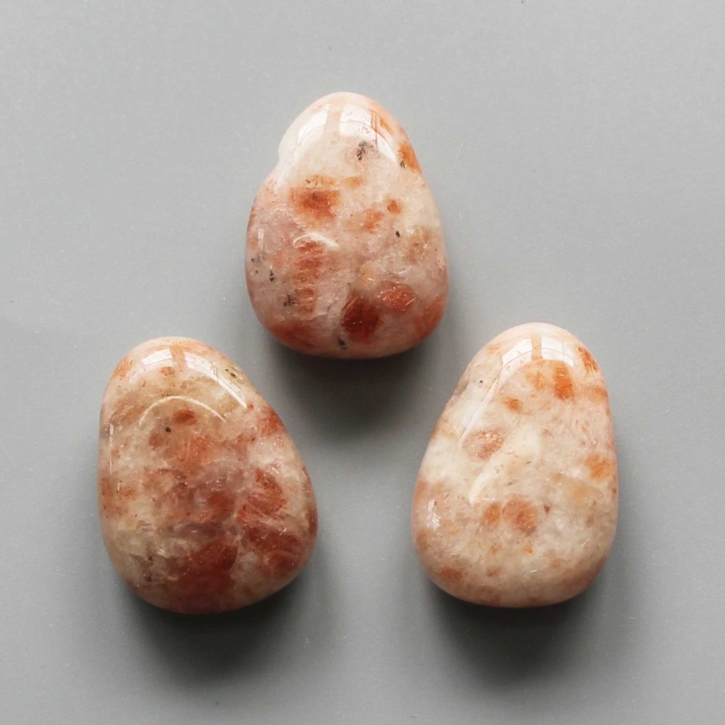 Sun Stone Tumble Pendant With Cross Hole 2.5mm 0.8-1.2 inch (2.2-3cm) A