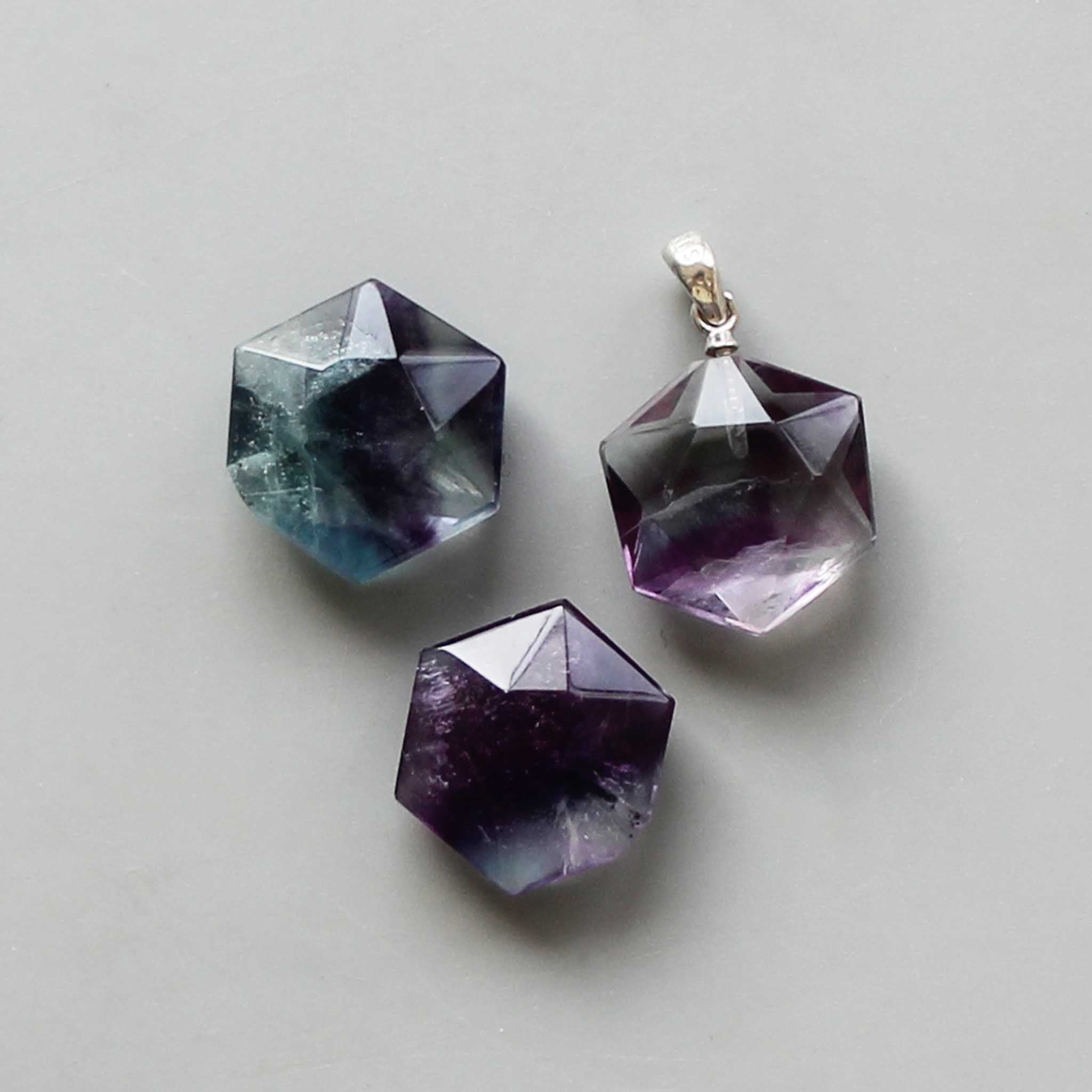 9eb63e798a2f86b131841f798e38bc2d Rainbow Fluorite David star (old) pendant with silver 8x30mm A+/AA