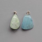 Aquamarine Free Form Tumble Pendant With Silver 18-25mm A+/AA