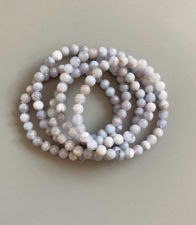 Blue Lace Agate Round Bracelet 18cm 6mm A-/B+