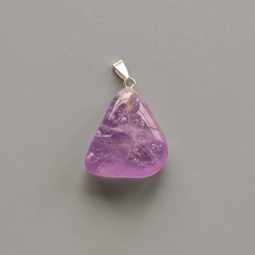 Amethyst Free Form Tumble Pendant With Metal M004 18-25mm A