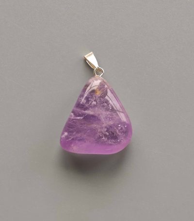 Amethyst Free Form Tumble Pendant With Metal M004 18-25mm A