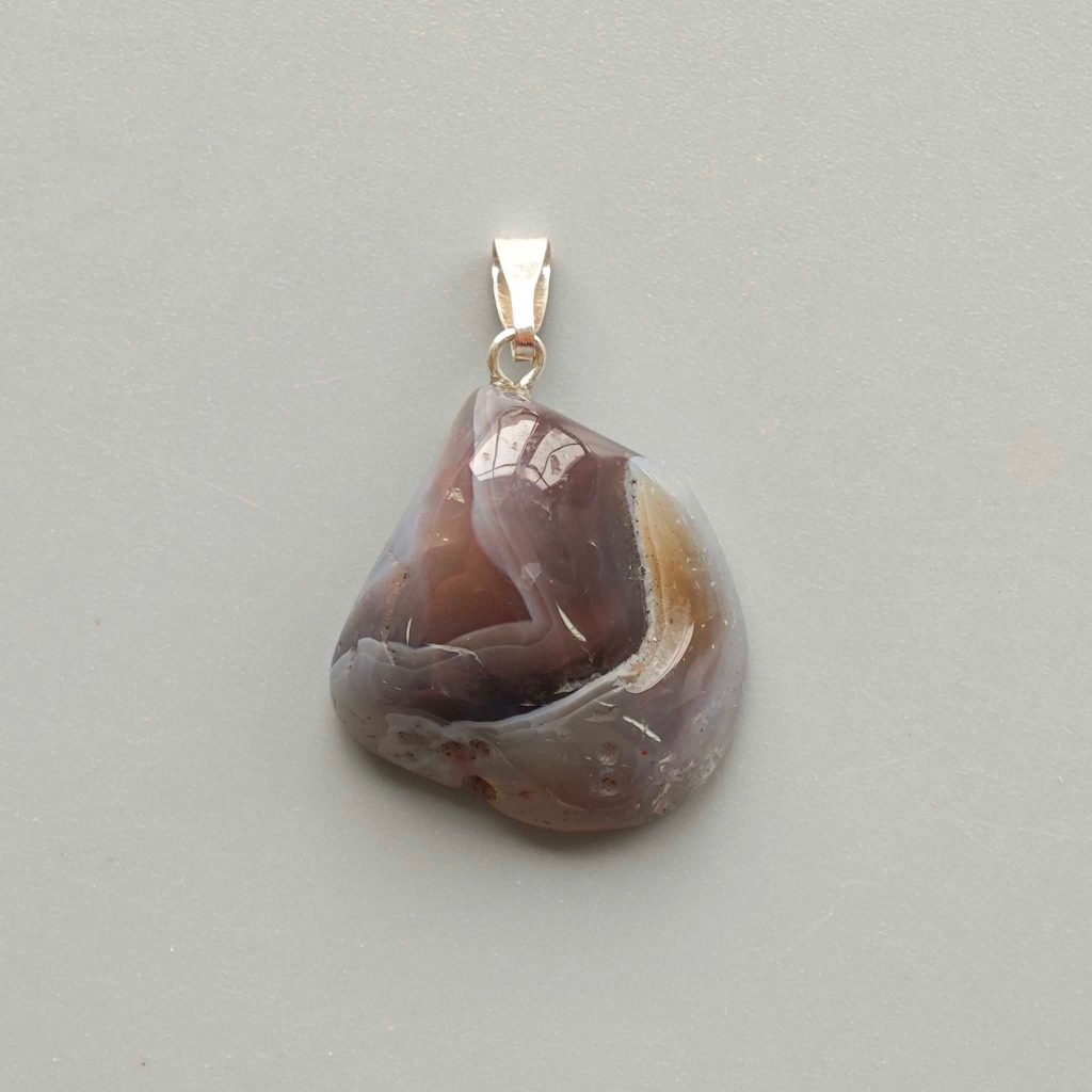 Botswana Agate Free Form Tumble Pendant With Metal M004 18-25mm A-/B+