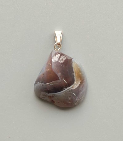 Botswana Agate Free Form Tumble Pendant With Metal M004 18-25mm A-/B+