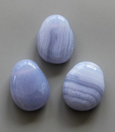 Blue Lace Agate Tumble Pendant With Cross Hole 2.5mm 0.8-1.2 inch (2.2-3cm) A+/AA